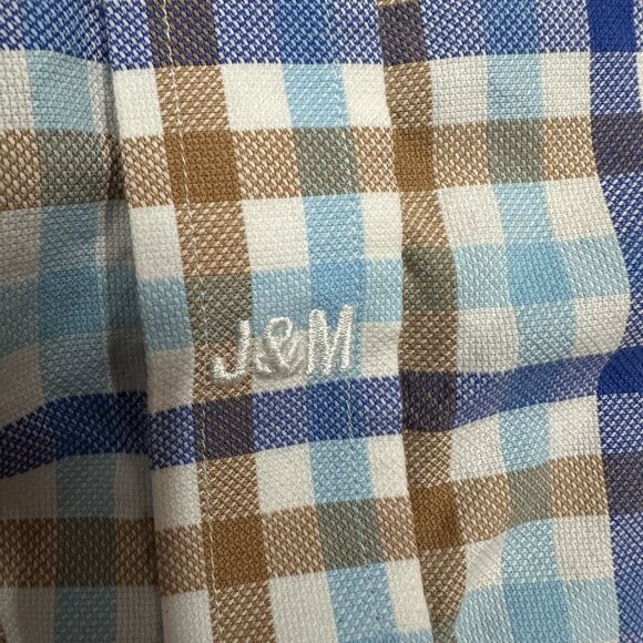 Johnston & Murphy Men’s Blue Brown Plaid Button Down Shirt Size XXXL - Picture 4 of 6